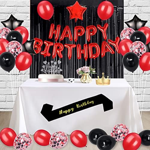 Fancypartyshop מפואר 43 קישוטים למסיבות יום הולדת מספקים בלונים אדומים שחור מאוחר יותר בלונים יום הולדת