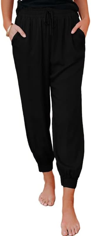 דוקוטו נשים 2023 עניבת משיכה מזדמנת רכה מותניים אלסטיים מכנסיים רופפים רופפים עם כיסים