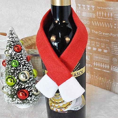 אוניים מיני סנטה כובע חג המולד צעיף, קטן חג המולד כובע עבור יין בקבוק כלי כסף מחזיק בית חג המולד דקור