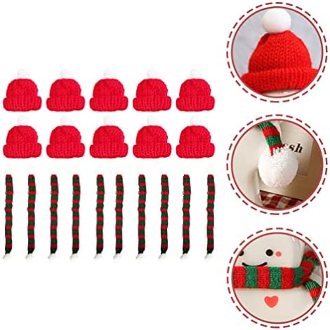 20 יחידות חג המולד מיני סנטה כובע וחג המולד צעיף סט סנטה לסרוג כובע צעיף יין טופר מכסה פס סרוג צעיפי