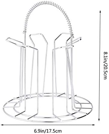 נירוסטה 6 כוסות ספל זכוכית מחזיק מעמד בית מטבח תליית מייבש אחסון מדף ייבוש מדף בית אחסון אביזרים
