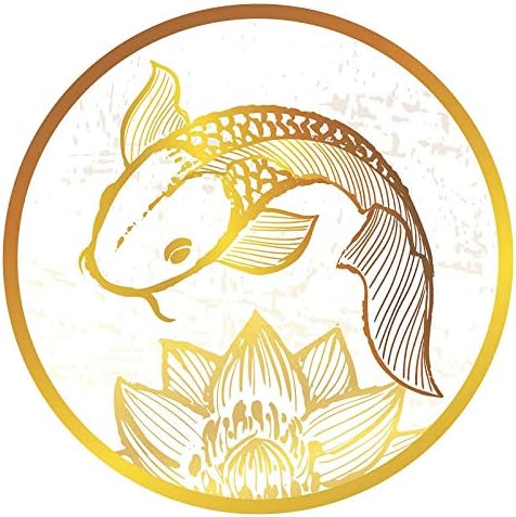 EW מעצבת דגי קוי מטאליים זהובים זהוב עם אייקון פרח לוטוס מדבקה פגוש מדבקות ויניל
