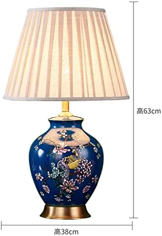 ZHYH רומנטי כחול חרסינה מנורת שולחן קרמיקה לסלון חדר שינה מנורת מיטת מיטה