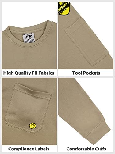 חולצות פטהדוס לגברים, 5.5 אונקיות/7.1 אונקיות חולצות שרוול ארוכות עמידות בפני להבה בצוואר צוות,