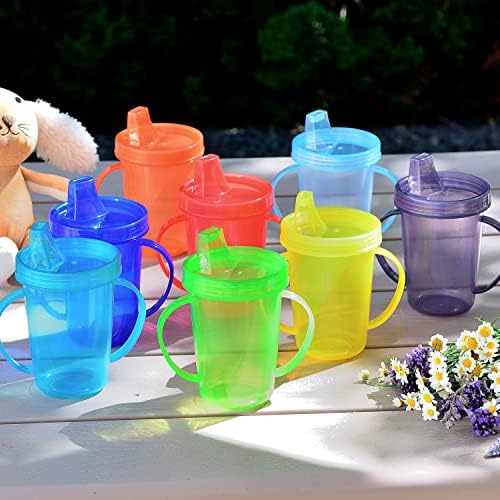 8 מארז ילדים כוסות קש עם ידית, כוסות קש עבור תינוקות, ילדים, פעוט, 8 מגוון צבע כוסות קש