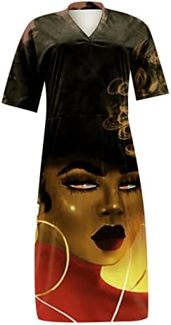 Jjhaevdy להדפיס נשים קיץ שמלת מיני שרוול קצר מזדמן v שמלת Midi Midi Plus Size Shift Shift שמלות עם כיס