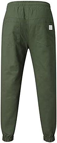 מכנסי מטען לגברים של Sopzxclim רזים מתאימים ישר רזים אמצע מותניים שרוך מכנסי בר לריצה אימון חיצוני ספורט