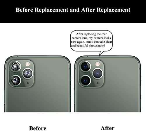 לוזופ 2 סטים אחורי מצלמה עדשת זכוכית החלפה עם דבק מותקן מראש תואם לאייפון 11 פרו / 11 פרו מקס עם תיקון
