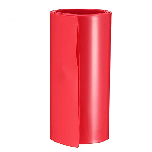 UXCell סוללה עטיפת PVC צינורות מכווץ חום 105 ממ רוחב שטוח לאספקת חשמל באורך מטר אדום אדום