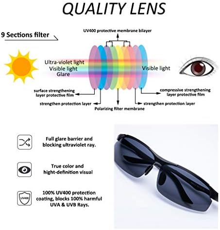 משקפי שמש מקוטבים ללא שפה של Taiqx לגברים, חצי מסגרת UV400 הגנה משקפי שמש מלבניים מלבניים