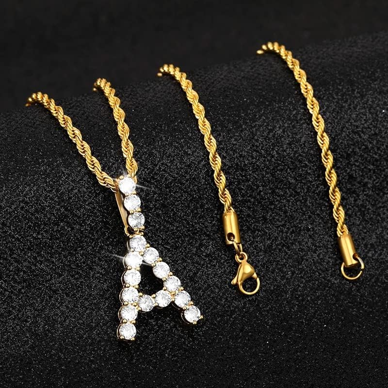 3 חנות א-ת ראשוני אותיות שרשראות אופנה זירקון לנשים זהב צבע שרשרת מכתב האלפבית שרשרת תכשיטים-7