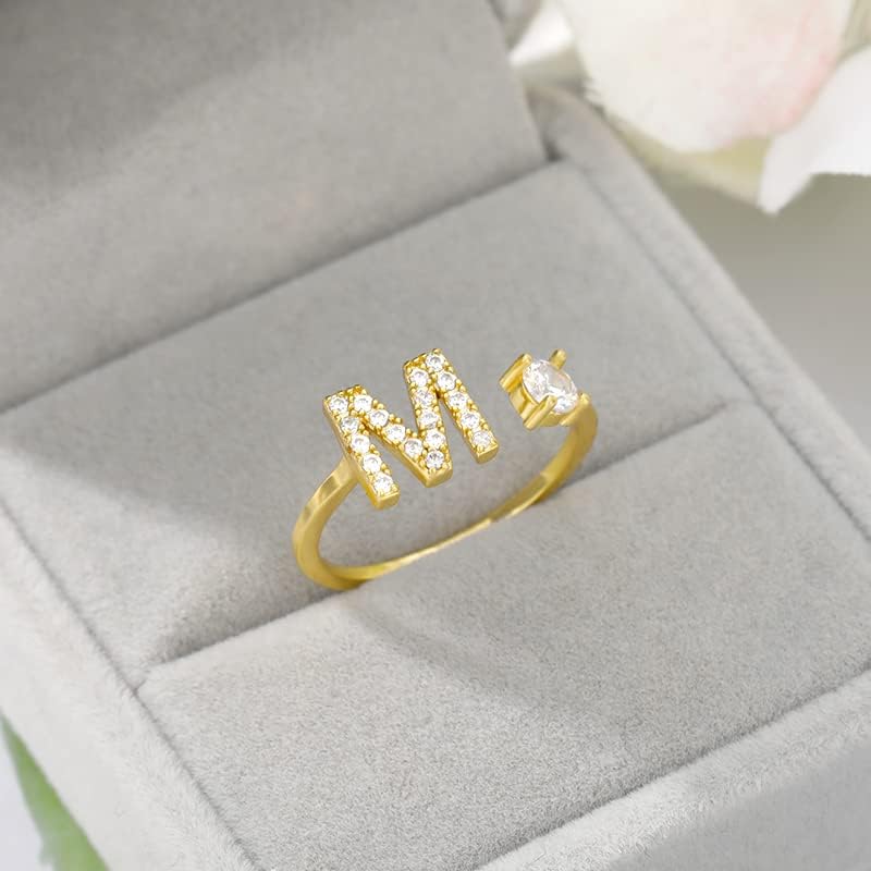 3 חנות 26 מכתב טבעת לנשים זוג אירוסין חתונה תכשיטי קסם טבעת מתכוונן זירקון טבעת-זהב צבע-לשינוי גודל-37234