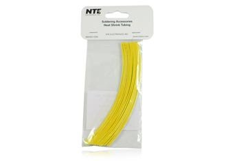NTE Electronics 47-20306-Y צינורות כיווץ חום, קיר דק, יחס כיווץ 2: 1, קוטר 1/8 , אורך 6, צהוב