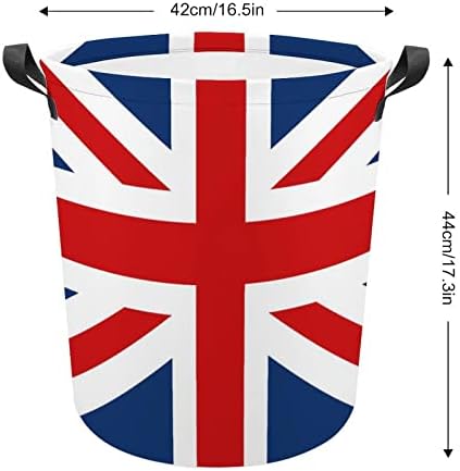 בריטי דגל כביסת עגול בד בד סלי עם ידיות עמיד למים מתקפל כביסה סל בגדי תיק