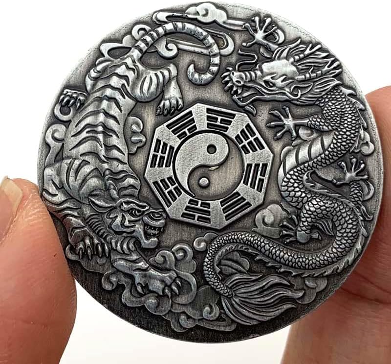 Longtenghudou taiji רכילות ניקל עתיק סילבר סילבר מטבע קסם משחק מטבעות מלאכת אצבעות מטבעות זיכרון מטבעות