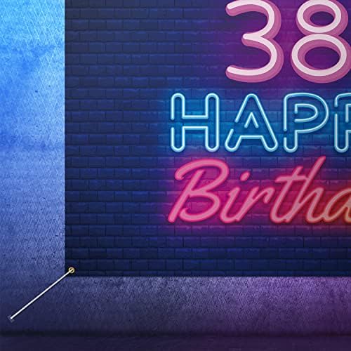 זוהר ניאון שמח 38 יום הולדת רקע באנר דקור שחור-צבעוני זוהר 38 שנים מסיבת יום הולדת נושא קישוטי עבור