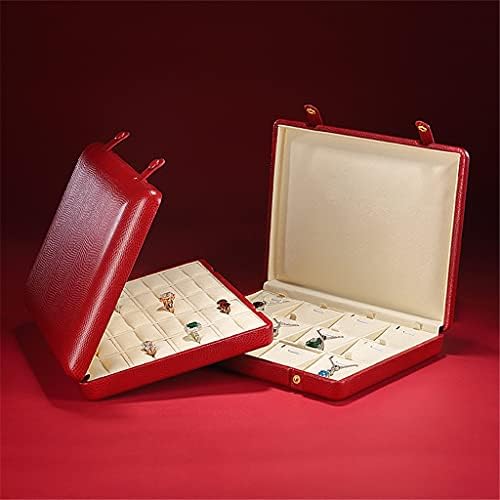 אדום עור תכשיטי תיבת מקרה עם מכסה טבעות צמיד אחסון מחזיק ארגונית עגיל שרשרת תיבת שעון