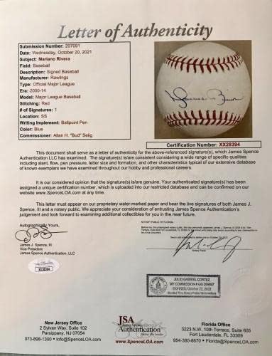 מריאנו ריברה חתמה על רולינגס ינקי לוגו בייסבול - JSA - כדורי חתימה