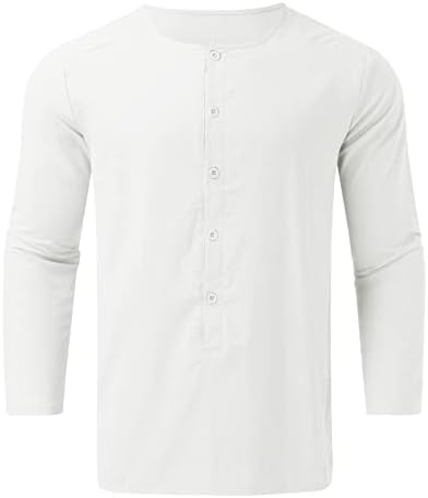 חולצות הנלי הגברים של XXBR כותנה כותנה כפתור שרוול ארוך נ 'צוואר צווארון צווארון חוף צמרות חופשה היפי