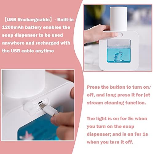 מתקן סבון קצף אוטומטי של אייזה - ילדים חמודים ללא מגע מתקן סבון ידיים, קיר הר עמיד למים USB נטענת, 13.5oz/