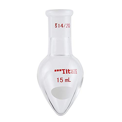 בקבוק זיקוק, 5 מל - 14/20 שקע מפרק וצדדים - זכוכית בורוסיליקט, צורת אגס - צוואר קצר