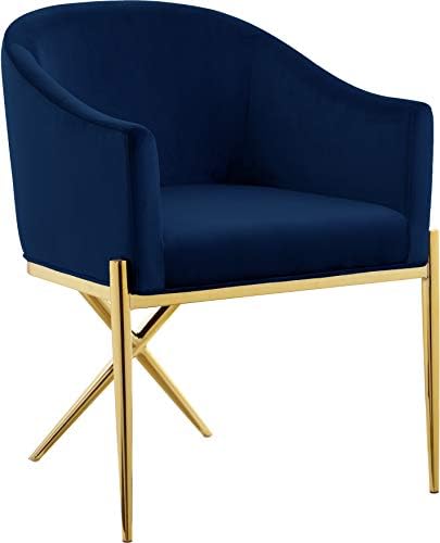 ריהוט מרידיאן אוסף חאווייר כיסא אוכל מרופד קטיפה מודרני / עכשווי עם רגליים בצורת פלדה יציבה, 25.5 וואט