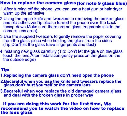 Yuyond 2 pcs OEM אחורי אחורי אחורי מצלמה עדשת זכוכית להחלפת סמסונג גלקסי הערה 9 עם דבק שהותקן מראש עם