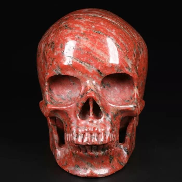 Mr.Skull 5.0 פסל גולגולת גביש אבן דם, אבן ריפוי סופר ריאליסטית, אבן ריפוי קריסטל, תפאורה ביתית של אבן