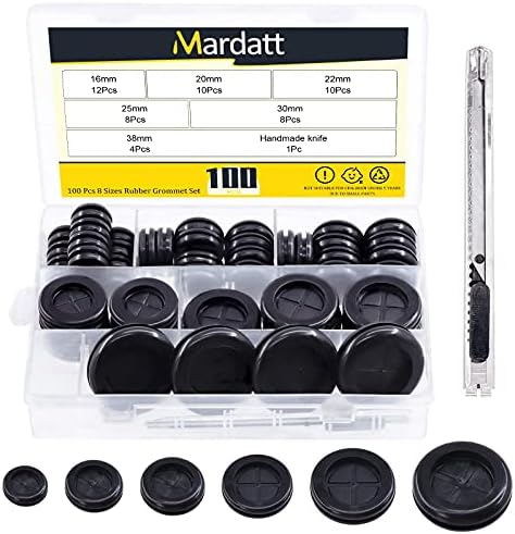 Mardatt 53 PCS 6 מידות גומי גומי סט, 16-38 ממ דו צדדי עגול עגול אטם חוט חשמלי עם קופסת אחסון וסכין,