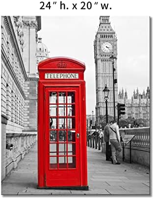 שחור ולבן &אדום אדום תא טלפון ביג בן בלונדון רחוב קיר אמנות ציור תמונות הדפסה על בד עיר את תמונה עבור
