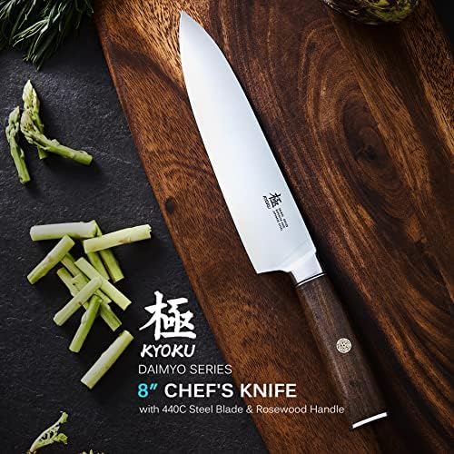 סדרת קיוקו דיימיו סכין שף + סכין נקירי + תיק רול סכין שף מקצועי שחור