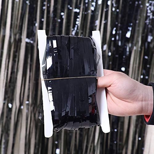 קיריקו חבילה של 3 שחור מתכתי טינסל רדיד פרינג ' וילונות תא צילום אבזרי רקע עבור יום הולדת רווקות כלה