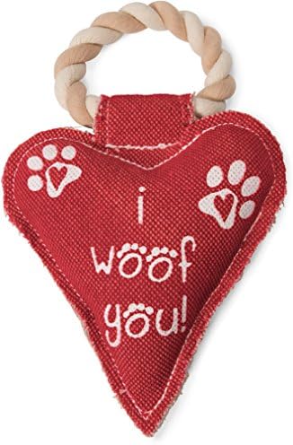 חברת מתנות ביתן 45610 חיות מחמד של ביתן-אדום בצורת לב בצורת לב וכלב חבל צעצוע חריק-אני וואף לך